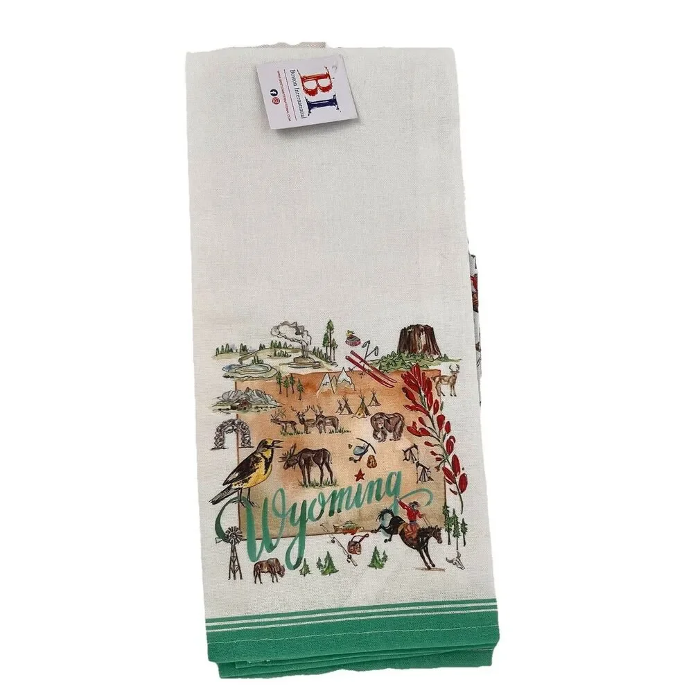 New 2 Wyoming Tea Towels Rosanne Beck State Collection Boston International